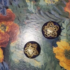 Trifari Gold and Purple Earrings